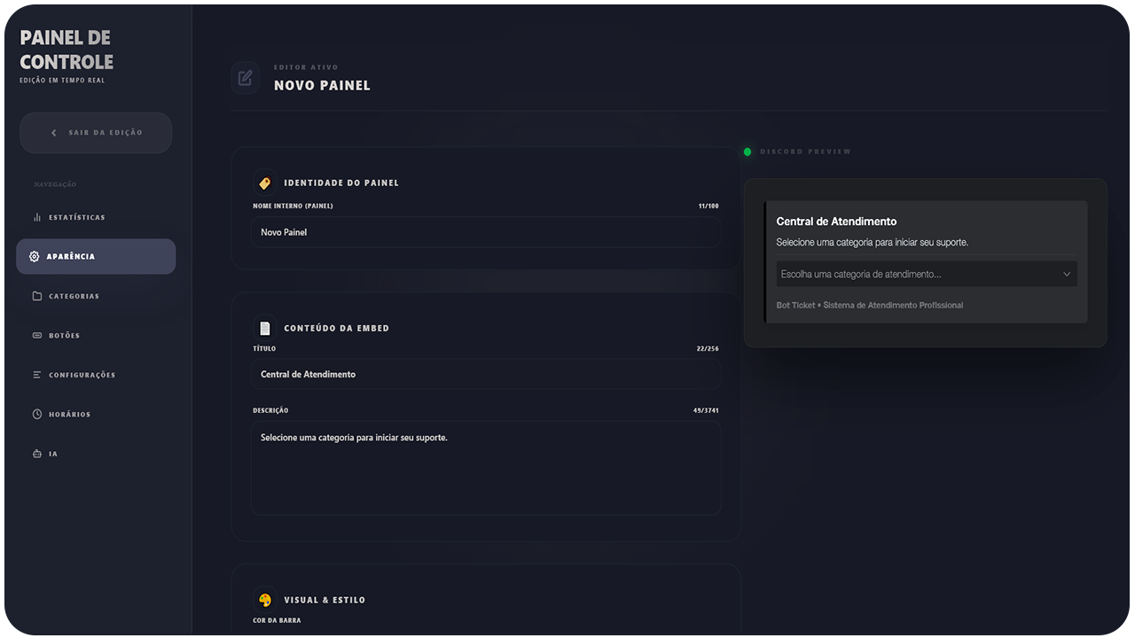 Painel Boom Bot Studio
